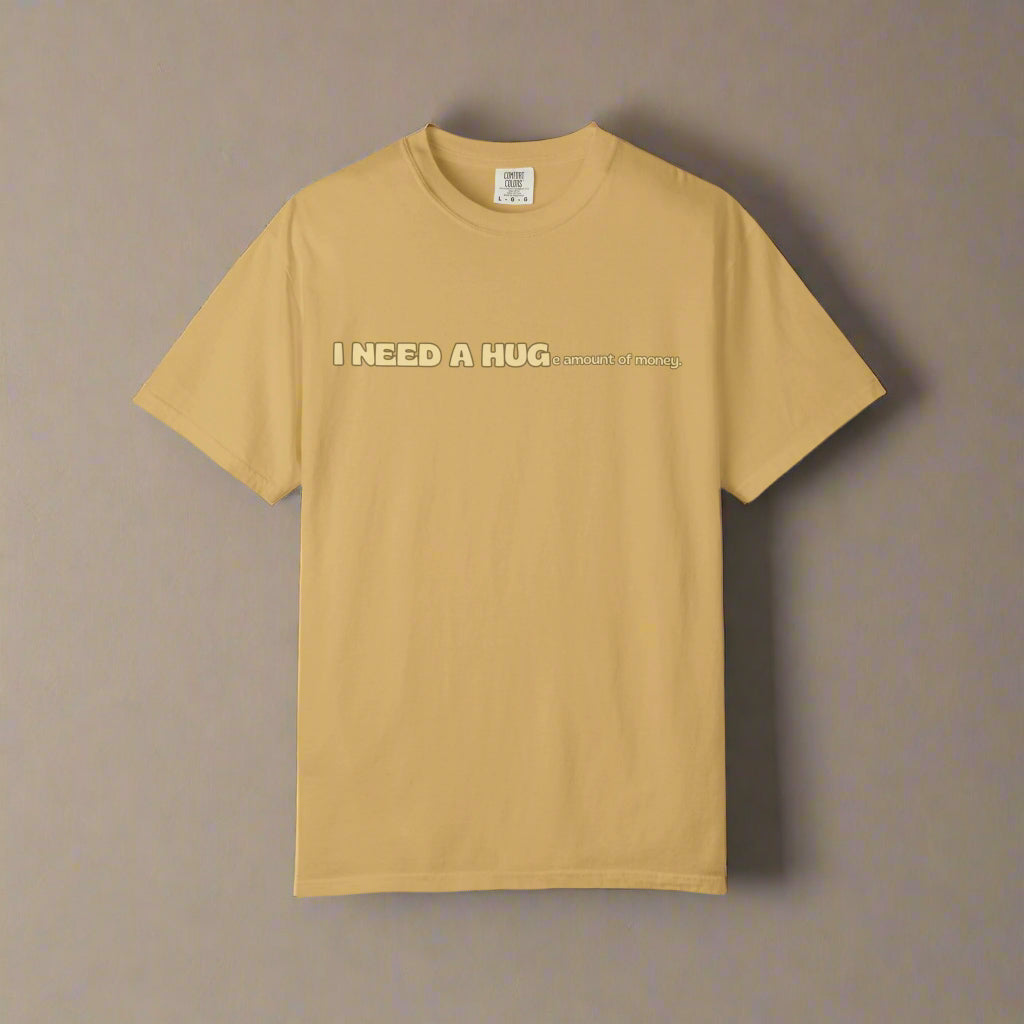Hugs & Money, Funny T-shirt for adults, Sarcastic Graphic Tee, Perfect Gift for Hustlers & Introverts, Feel Good Tee