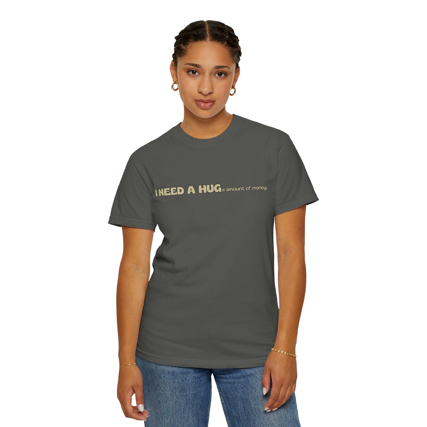 Hugs & Money, Funny T-shirt for adults, Sarcastic Graphic Tee, Perfect Gift for Hustlers & Introverts, Feel Good Tee
