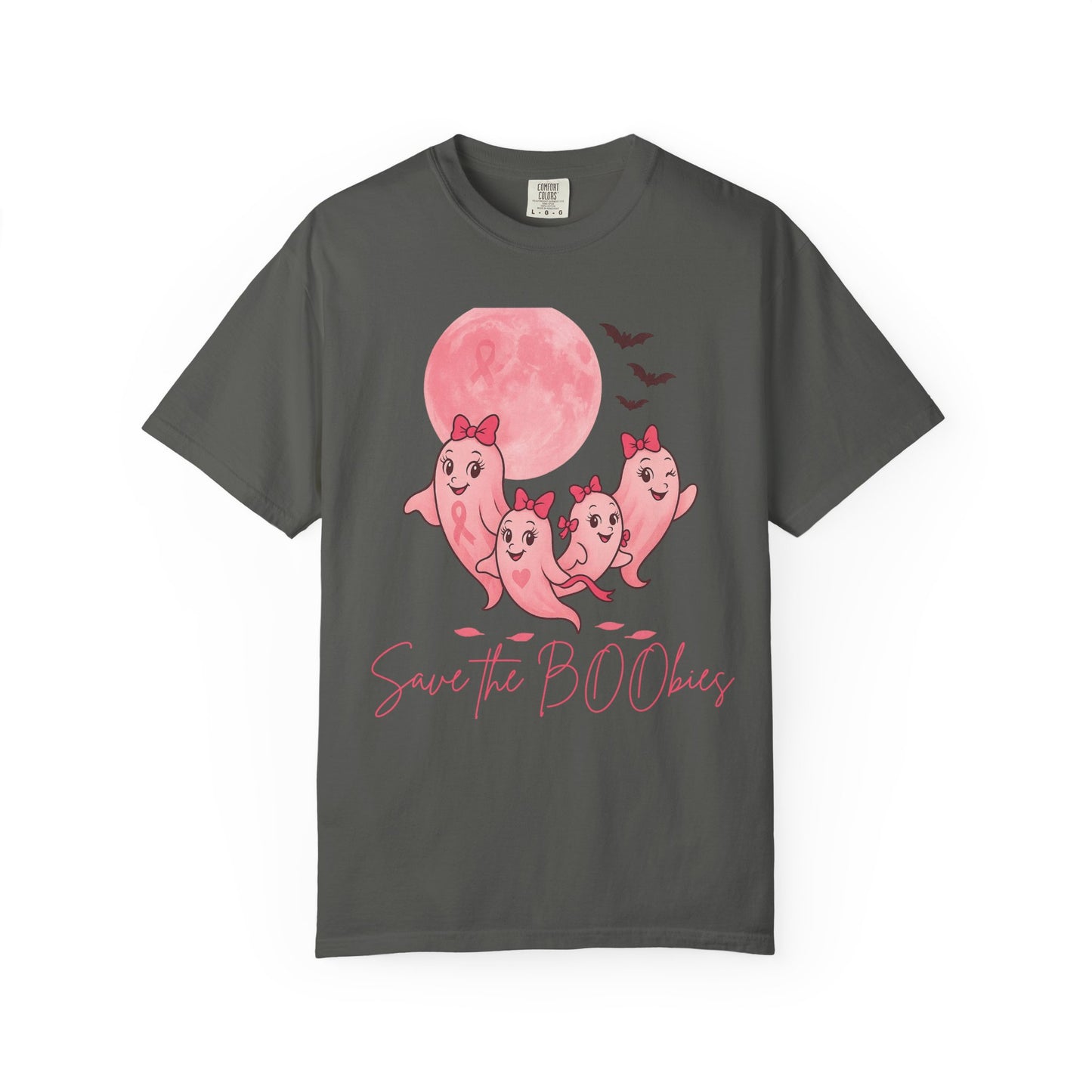 Save the BOObies Ghost Tee for Halloween, Funny Breast Cancer Awareness Shirt, Pink Ribbon, Halloween Vibes, Cancer Support Shirt