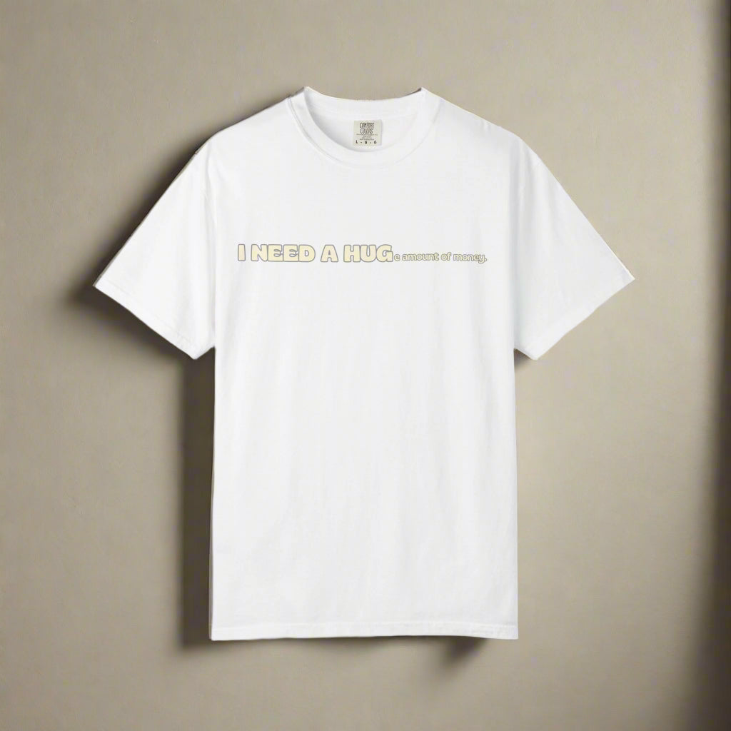 Hugs & Money, Funny T-shirt for adults, Sarcastic Graphic Tee, Perfect Gift for Hustlers & Introverts, Feel Good Tee