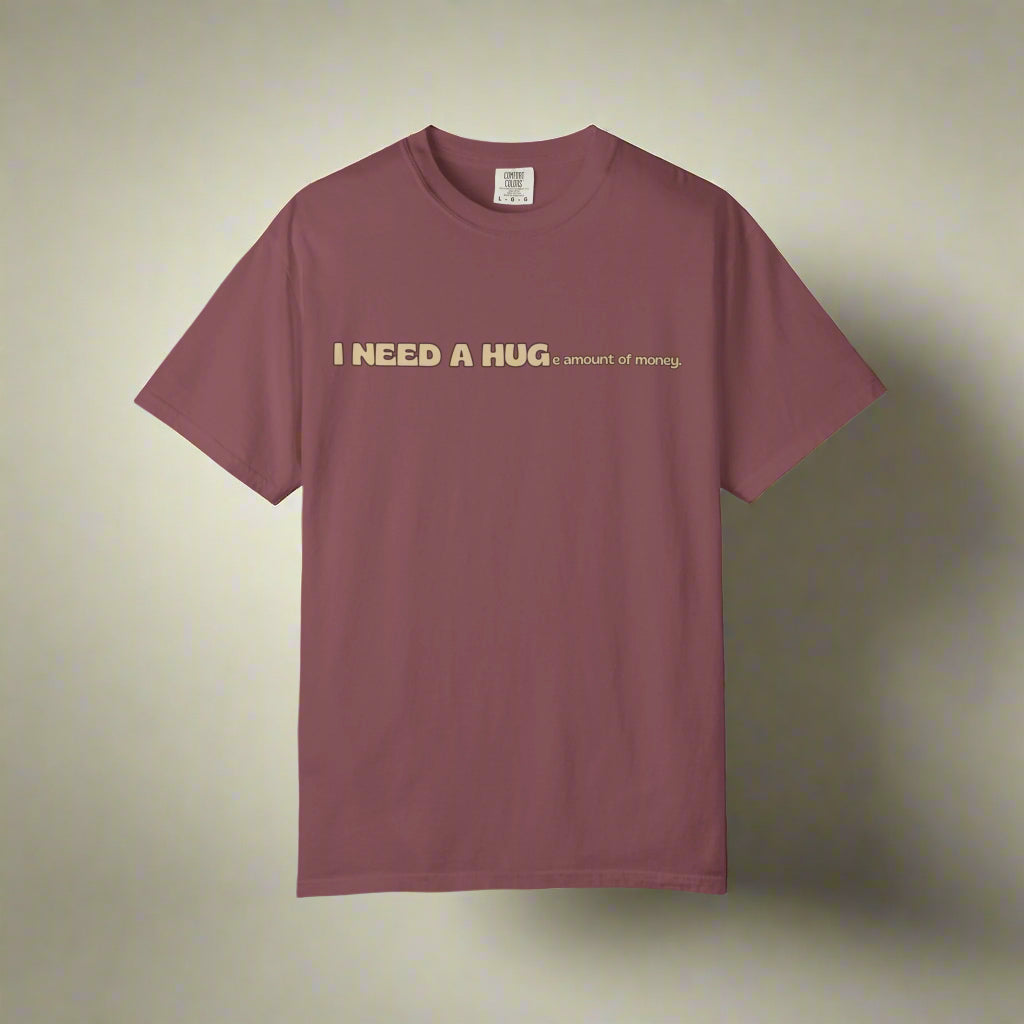 Hugs & Money, Funny T-shirt for adults, Sarcastic Graphic Tee, Perfect Gift for Hustlers & Introverts, Feel Good Tee