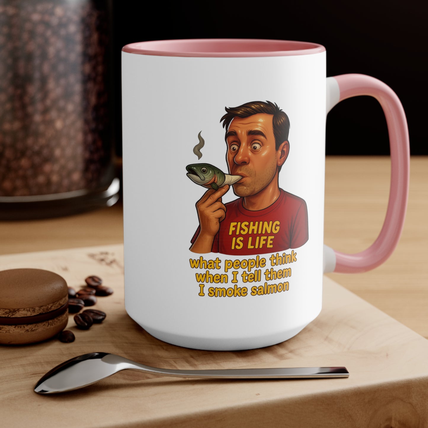 Dual Image Smoky Vice Accent Mugs, Fun Coffee Cup, Gift for Smokers, Kitchen Decor, Fishing Enthusiasts Mug, Quirky Drinkware Alaska Meme Series
