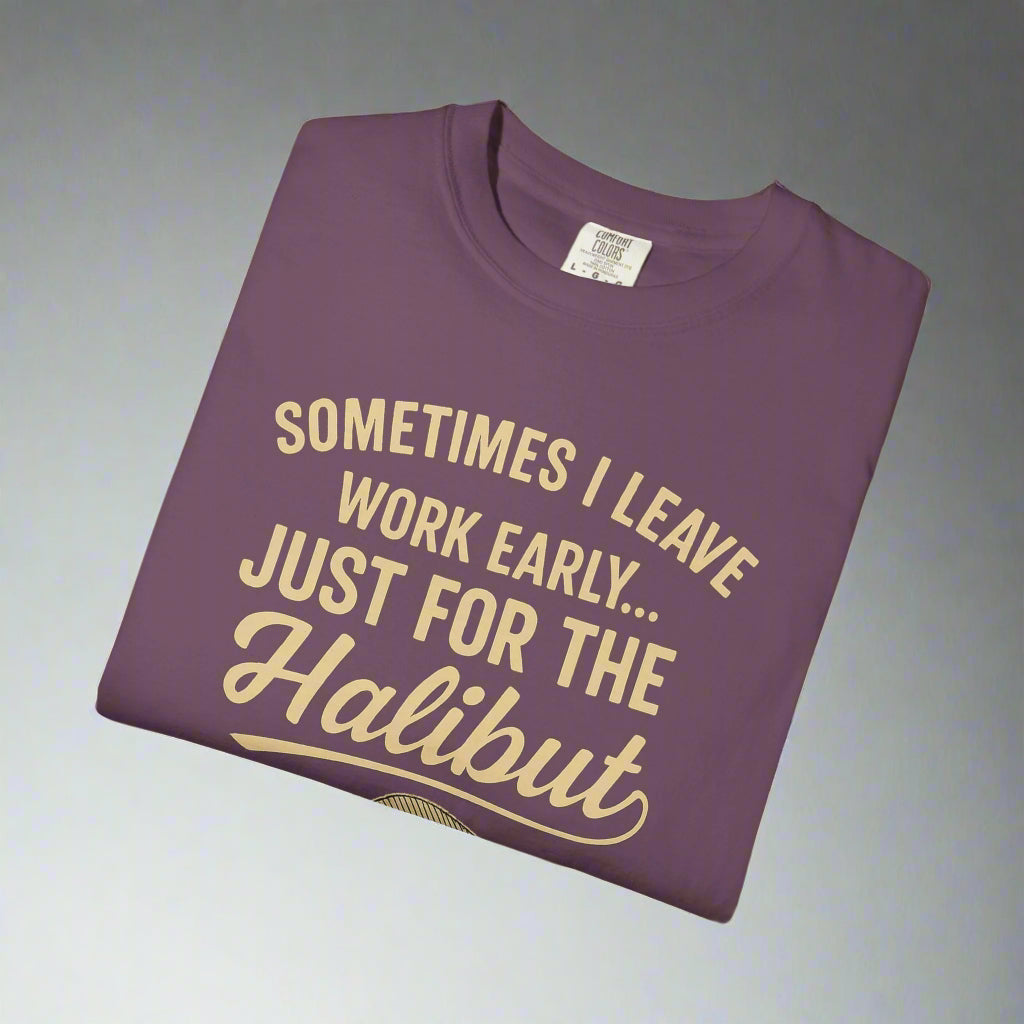 Funny Halibut Fishing Shirt | Sometimes I Leave Work Early Just for the Halibut | Fisherman Tee, Boating and Fishing Gift