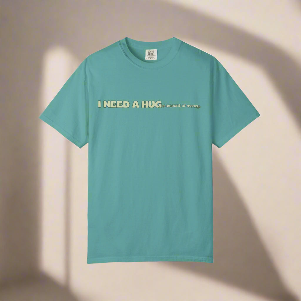 Hugs & Money, Funny T-shirt for adults, Sarcastic Graphic Tee, Perfect Gift for Hustlers & Introverts, Feel Good Tee