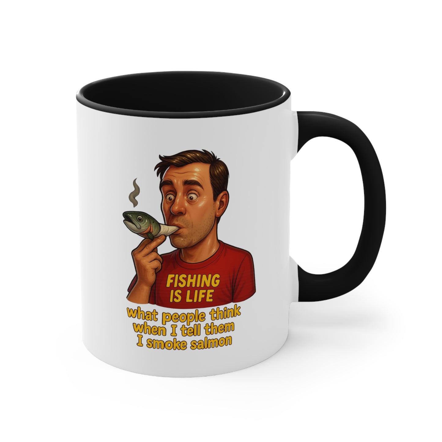 Dual Image Smoky Vice Accent Mugs, Fun Coffee Cup, Gift for Smokers, Kitchen Decor, Fishing Enthusiasts Mug, Quirky Drinkware Alaska Meme Series