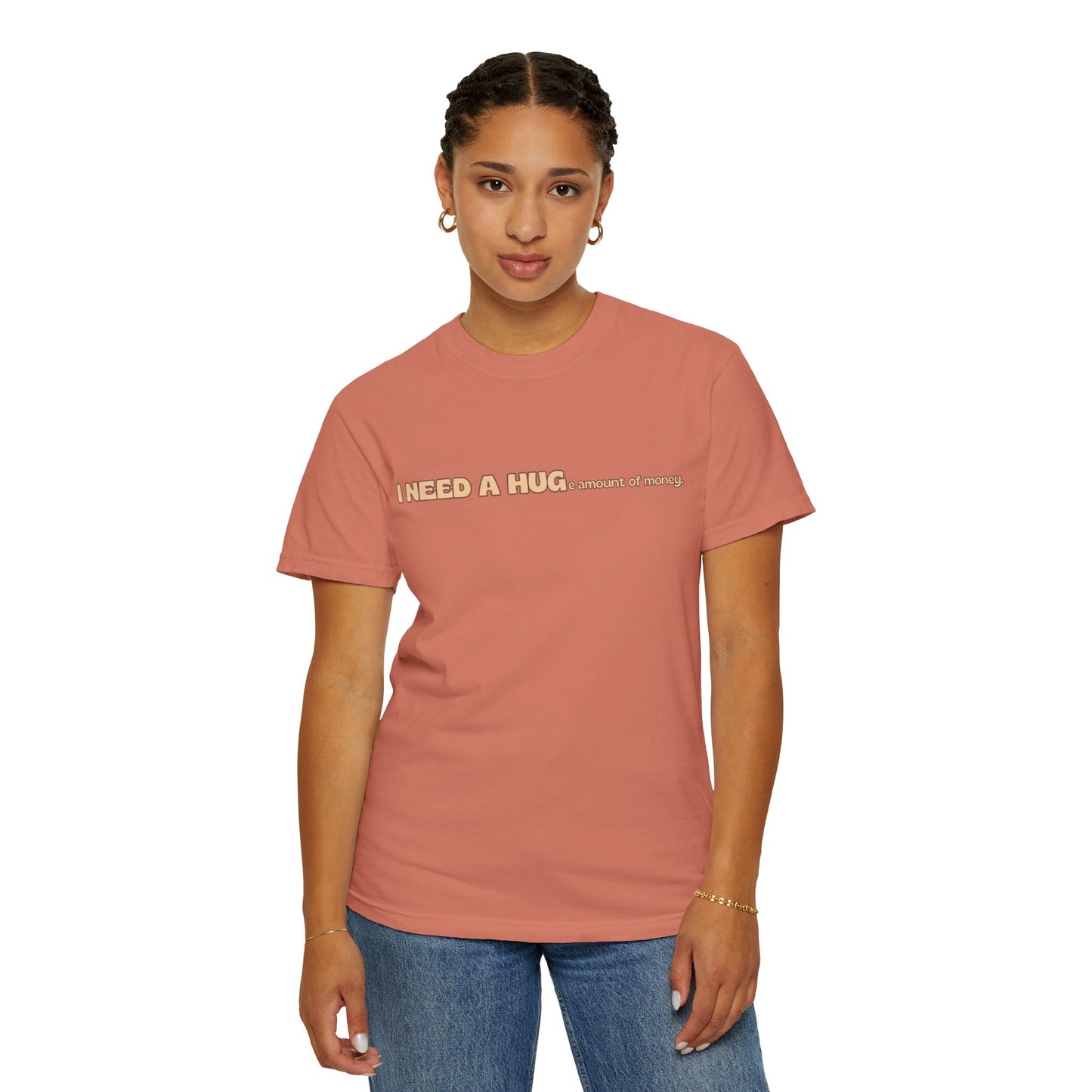 Hugs & Money, Funny T-shirt for adults, Sarcastic Graphic Tee, Perfect Gift for Hustlers & Introverts, Feel Good Tee