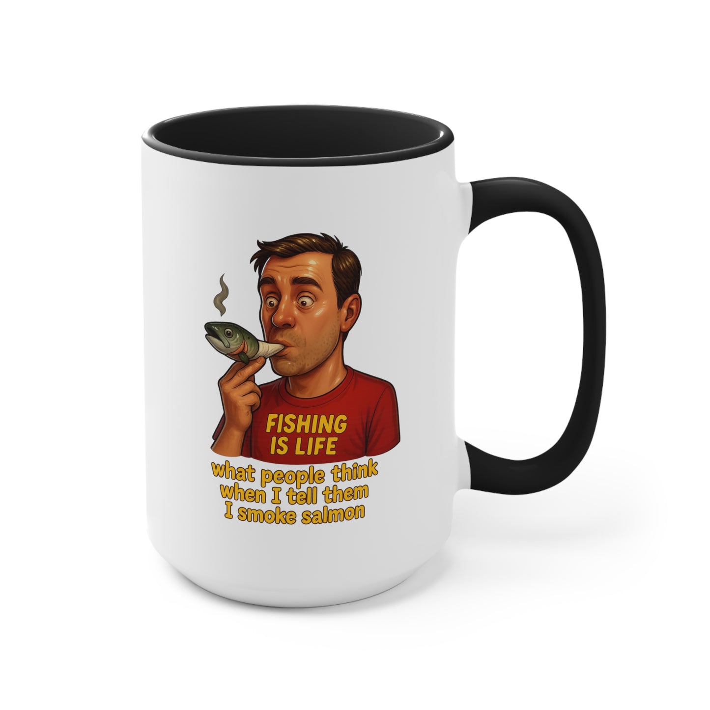Dual Image Smoky Vice Accent Mugs, Fun Coffee Cup, Gift for Smokers, Kitchen Decor, Fishing Enthusiasts Mug, Quirky Drinkware Alaska Meme Series