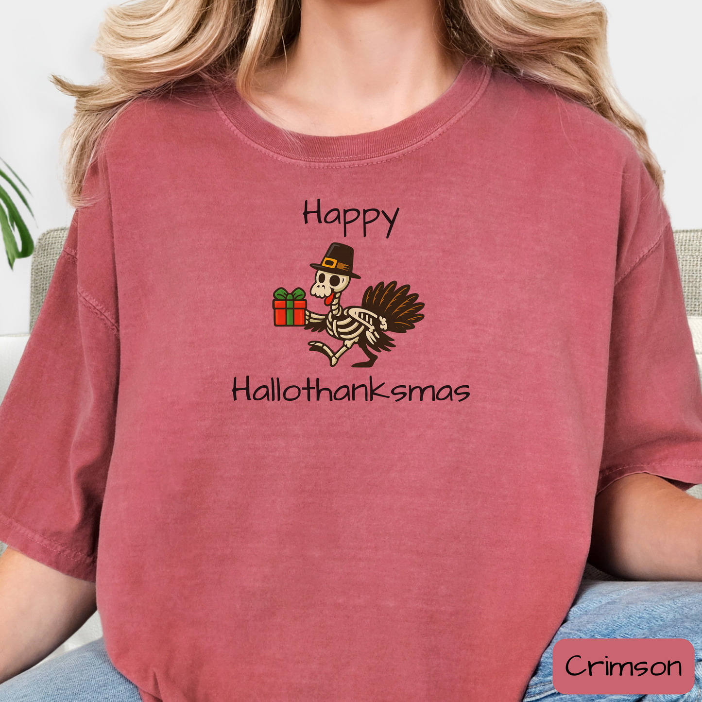 Happy Hallothanksmas Shirt: Funny Holiday Mashup Tee, Halloween, Thanksgiving, Christmas, Trending Tee