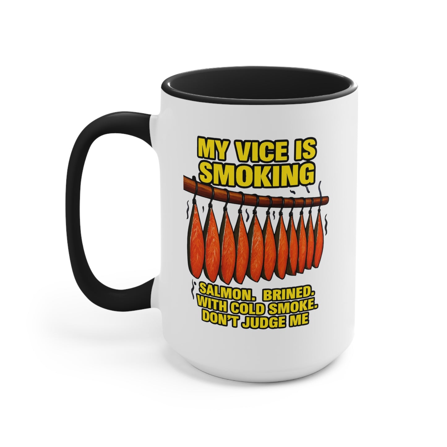 Dual Image Smoky Vice Accent Mugs, Fun Coffee Cup, Gift for Smokers, Kitchen Decor, Fishing Enthusiasts Mug, Quirky Drinkware, Meme Series