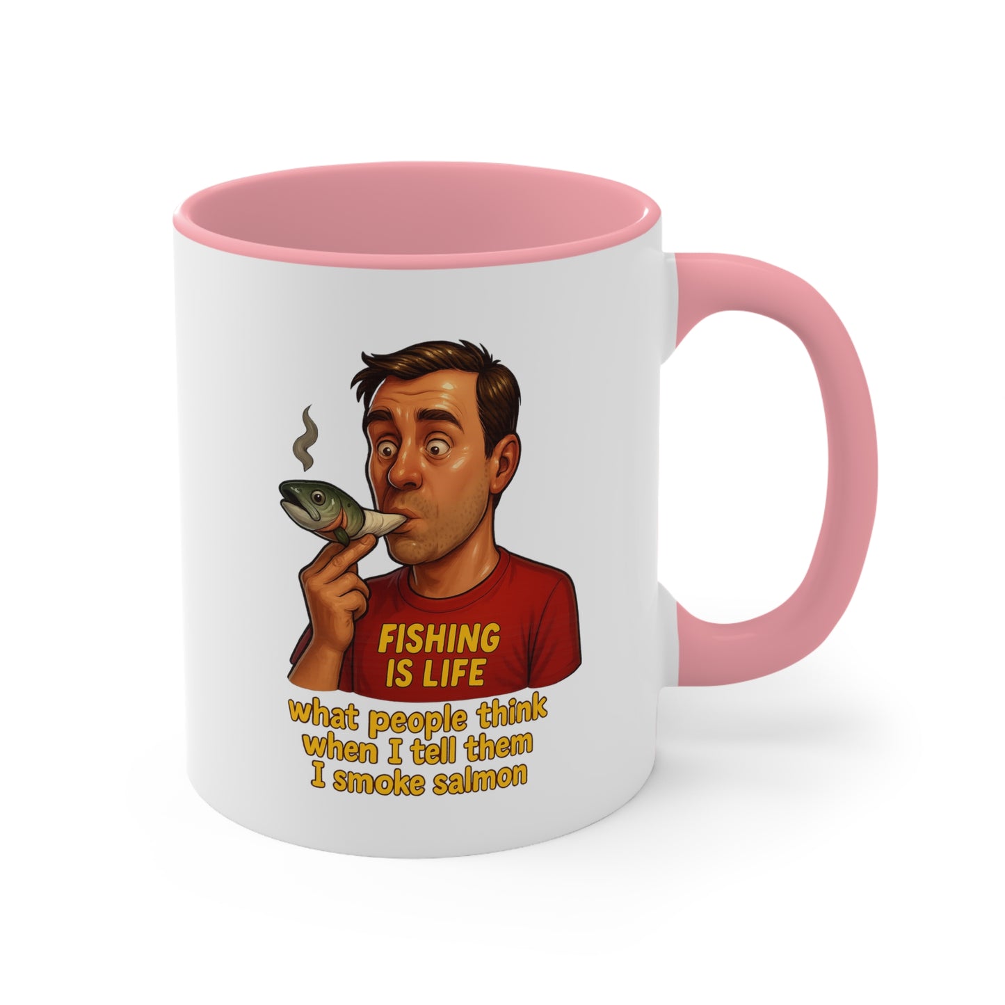 Dual Image Smoky Vice Accent Mugs, Fun Coffee Cup, Gift for Smokers, Kitchen Decor, Fishing Enthusiasts Mug, Quirky Drinkware Alaska Meme Series