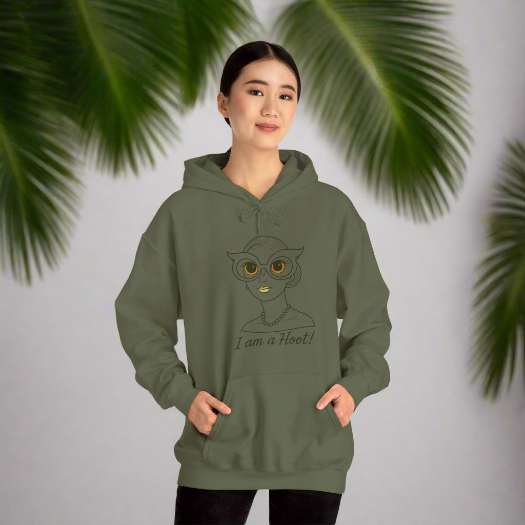 I Am a Hoot Hoodie | Funny Retro Owl Glasses Sweatshirt | Cozy Graphic Hoodie for Book Lovers and Teachers Feel Good