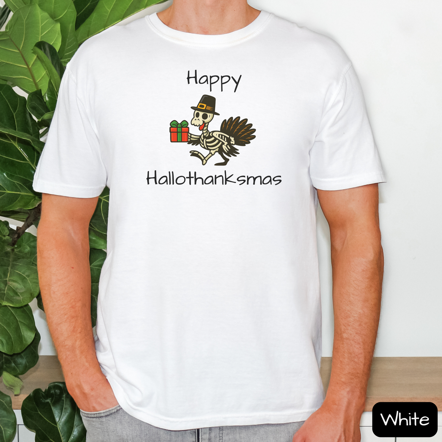 Happy Hallothanksmas Shirt: Funny Holiday Mashup Tee, Halloween, Thanksgiving, Christmas, Trending Tee