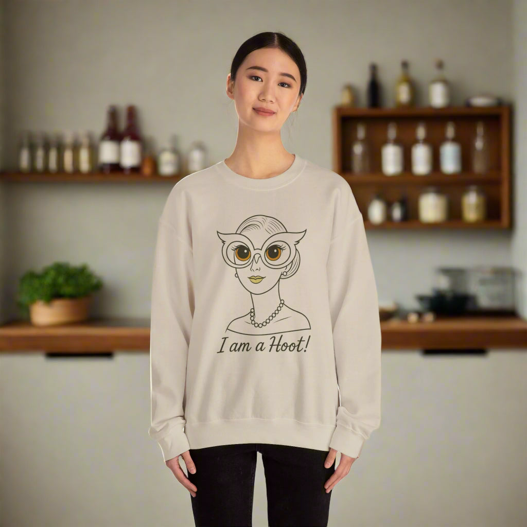 I Am a Hoot Sweatshirt | Funny Retro Owl Glasses Crewneck | Quirky Gift for Book Lovers, Teachers, Friends Feel Good
