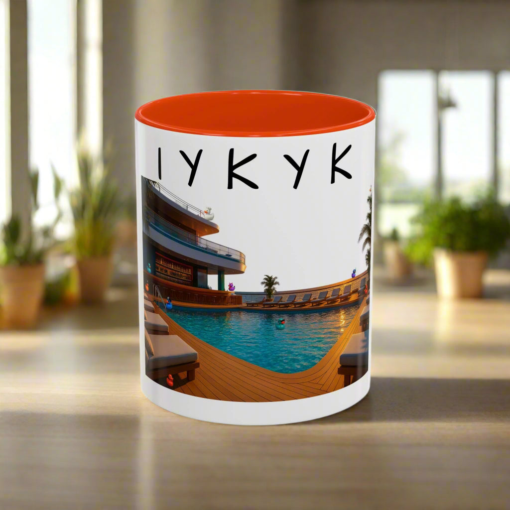 IYKYK Hidden Ducks Cruise Mug, Pool Deck, Funny Conversation Starter Coffee Cup for Cruise Fans Colorful Mugs (11oz, 15oz)