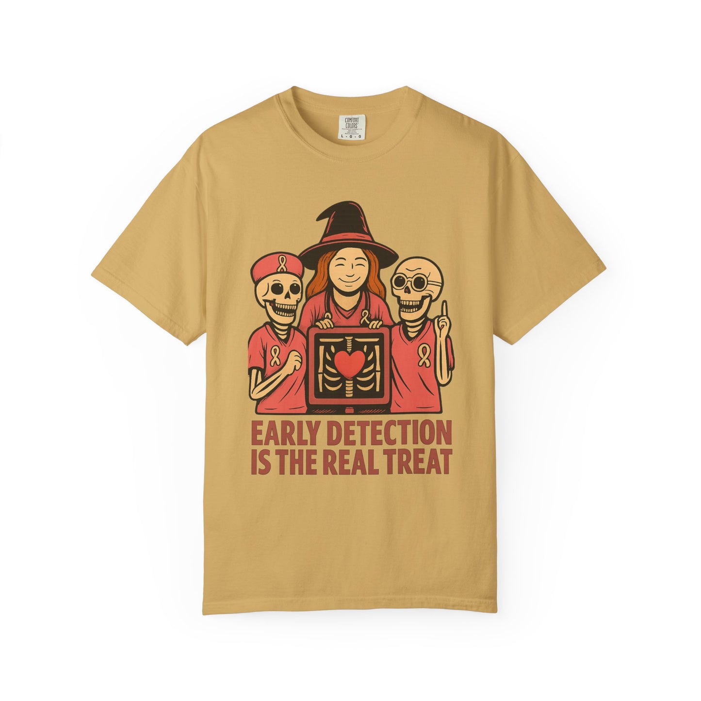 October Breast Cancer Awareness Shirt, Halloween T-Shirt, Skeletons, Witch, Pink Ribbon w/ Early Detection Message