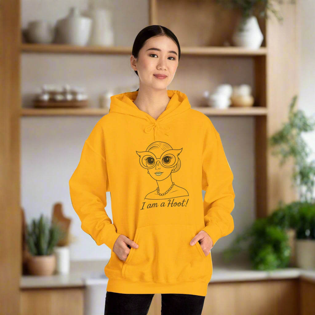 I Am a Hoot Hoodie | Funny Retro Owl Glasses Sweatshirt | Cozy Graphic Hoodie for Book Lovers and Teachers Feel Good