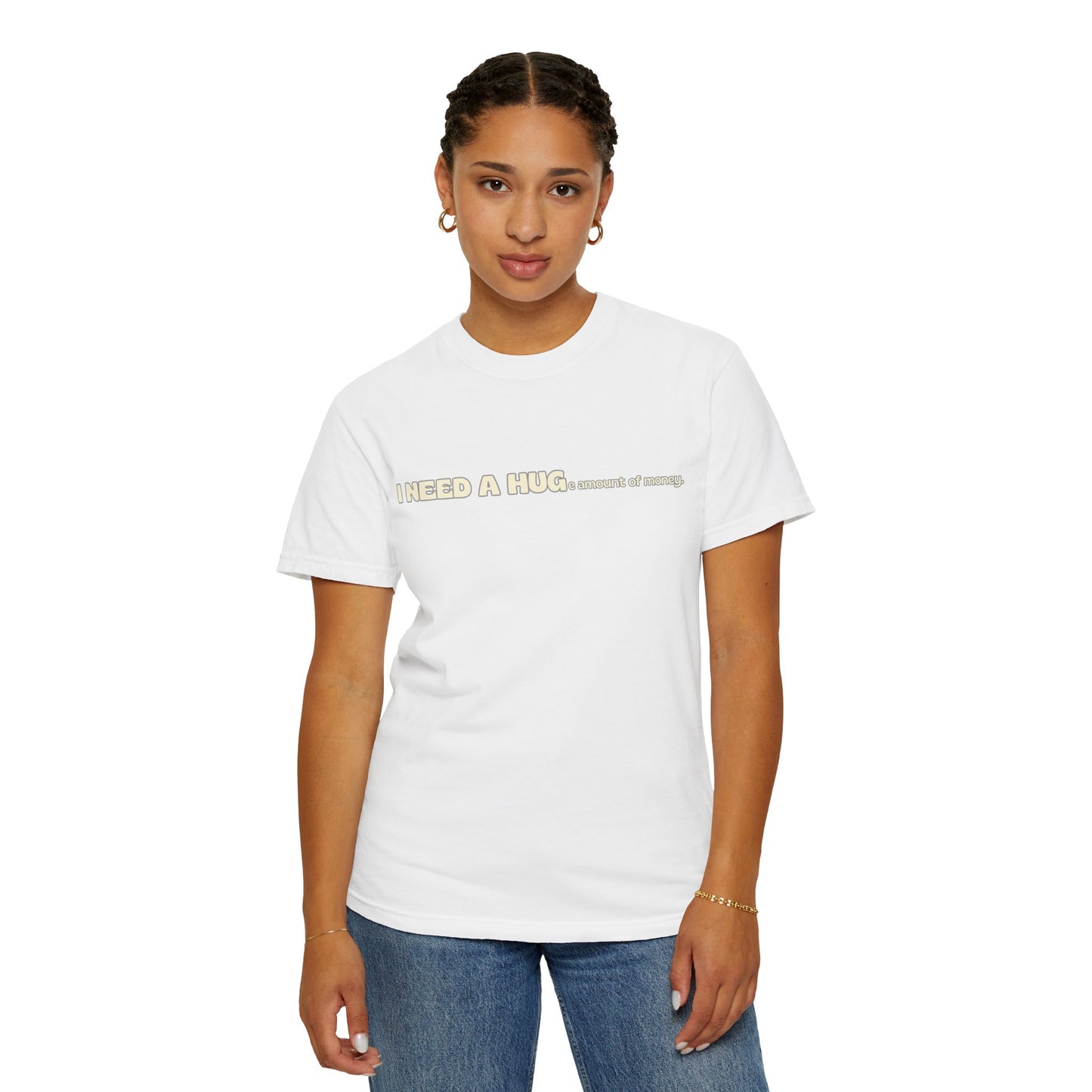 Hugs & Money, Funny T-shirt for adults, Sarcastic Graphic Tee, Perfect Gift for Hustlers & Introverts, Feel Good Tee