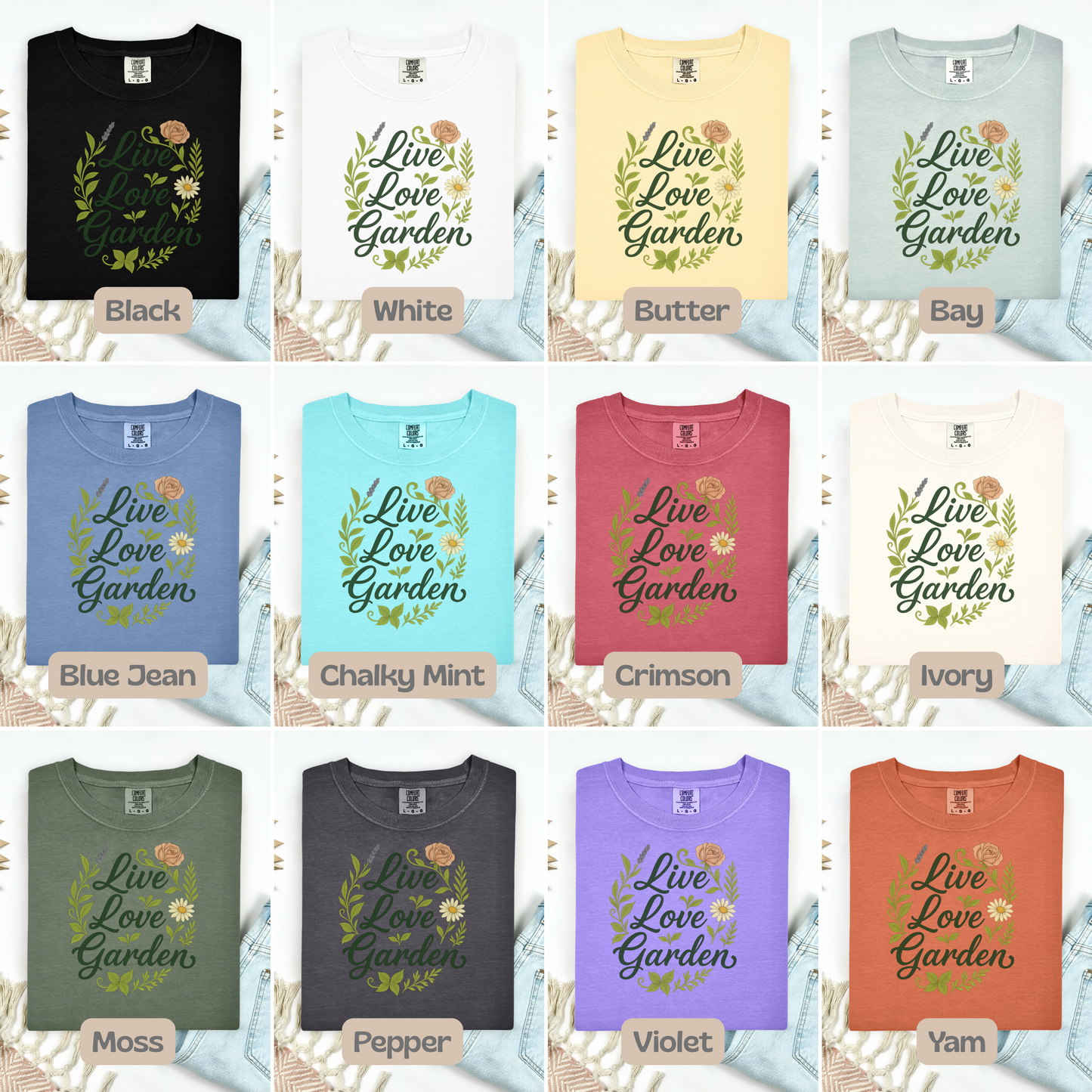 Live Love Garden Shirt | Cute Gardening Tee for Plant Lovers | Flower and Herb Graphic T-Shirt, Gardening Gift for Women, Feel Good