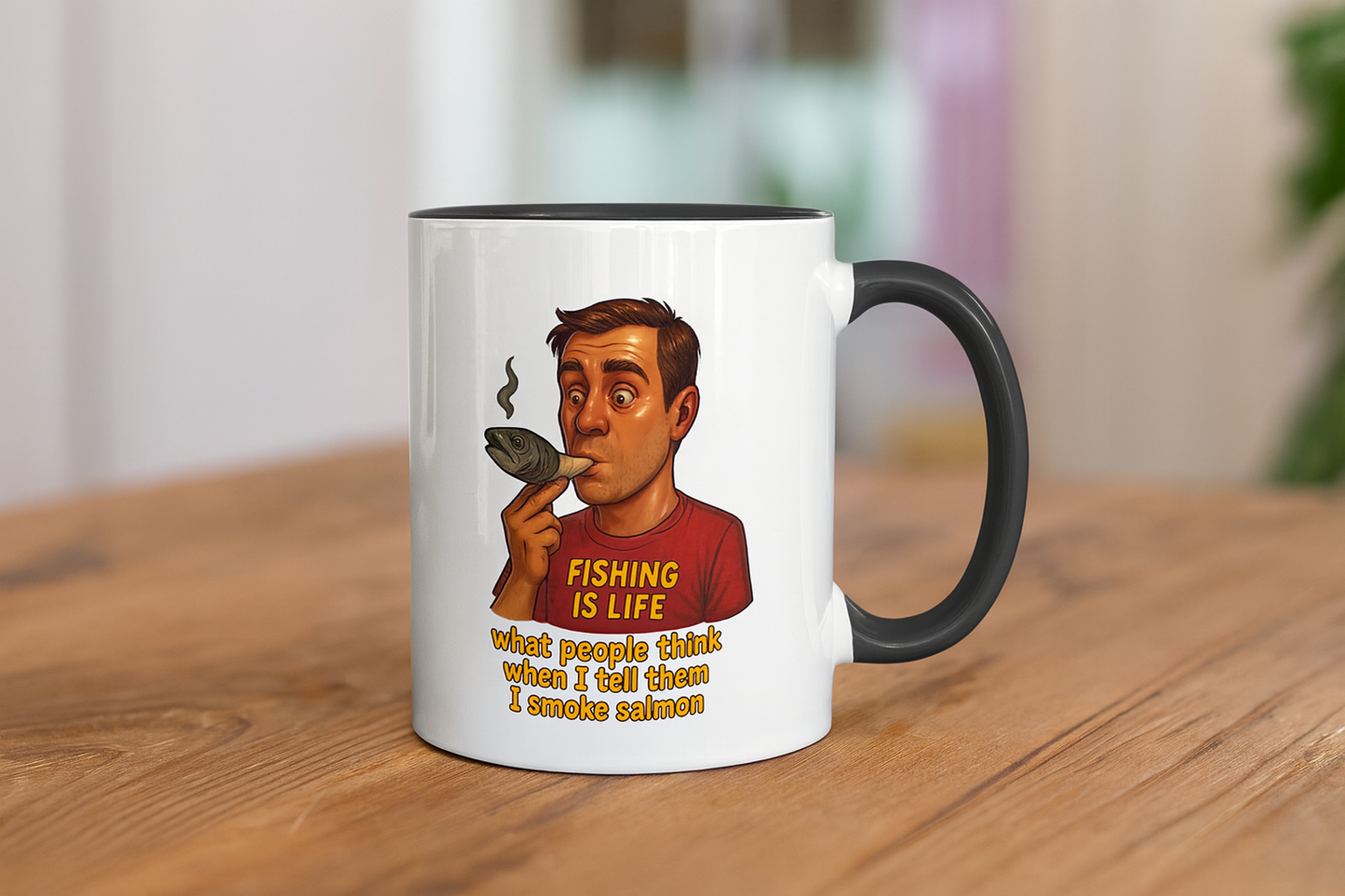 Dual Image Smoky Vice Accent Mugs, Fun Coffee Cup, Gift for Smokers, Kitchen Decor, Fishing Enthusiasts Mug, Quirky Drinkware Alaska Meme Series