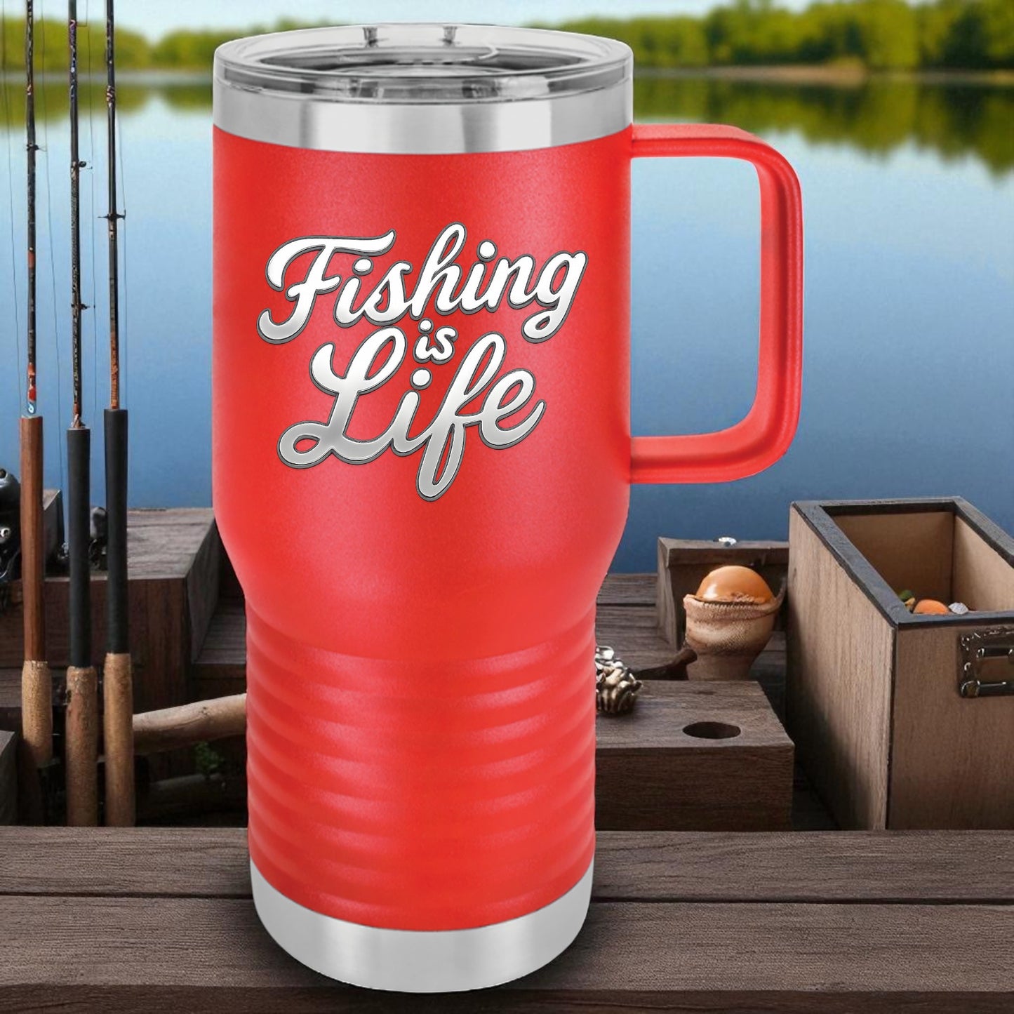 Fishing is Life Travel Mug | Adventure Cup for Fishermen, Outdoor Drinkware, Gift for Dad, Camping, Fishing Lover
