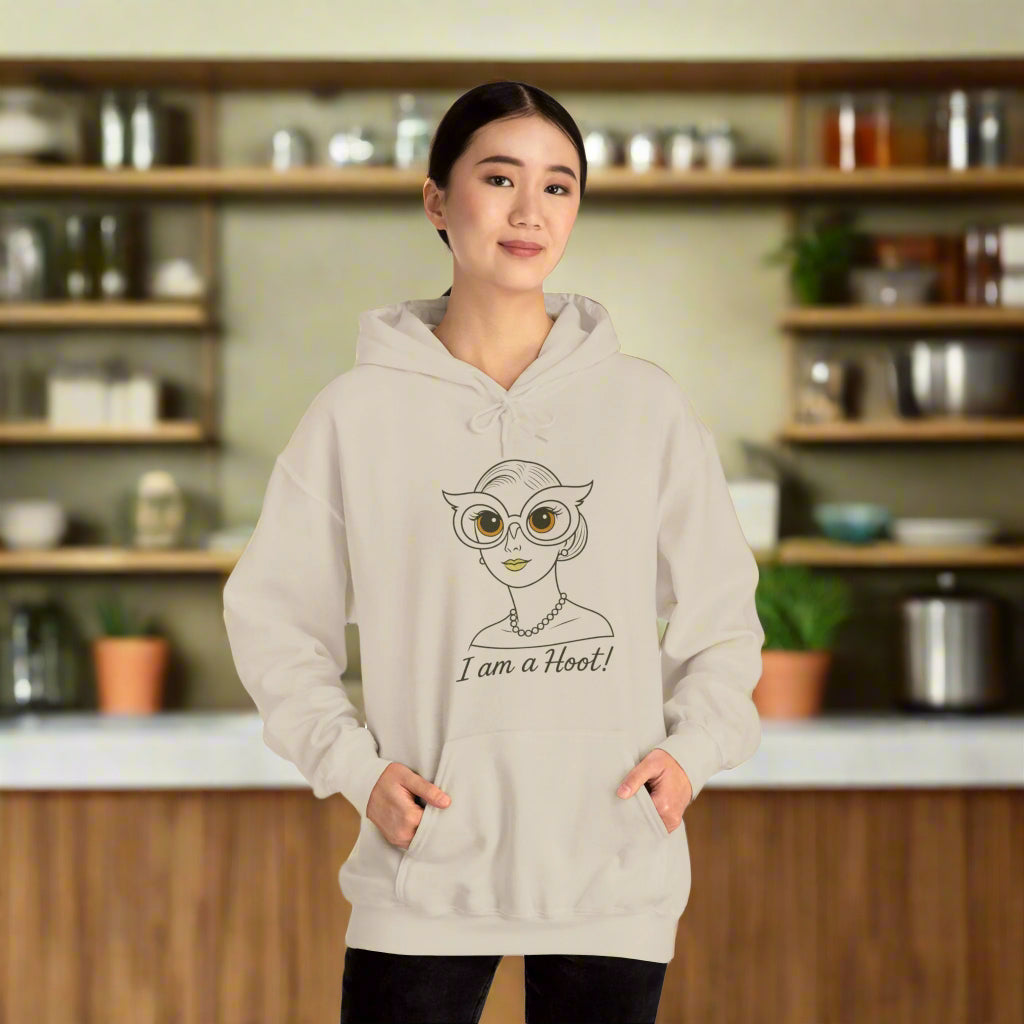 I Am a Hoot Hoodie | Funny Retro Owl Glasses Sweatshirt | Cozy Graphic Hoodie for Book Lovers and Teachers Feel Good