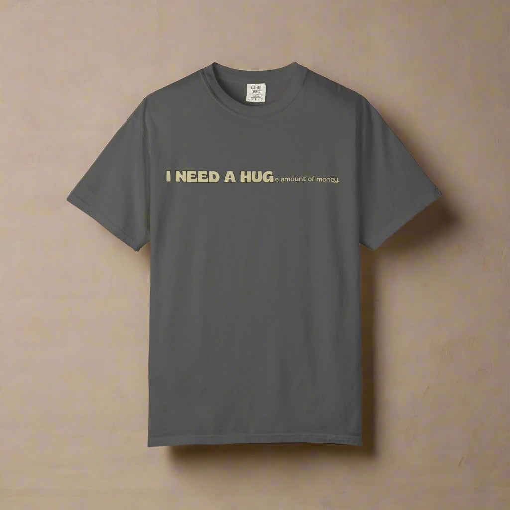 Hugs & Money, Funny T-shirt for adults, Sarcastic Graphic Tee, Perfect Gift for Hustlers & Introverts, Feel Good Tee