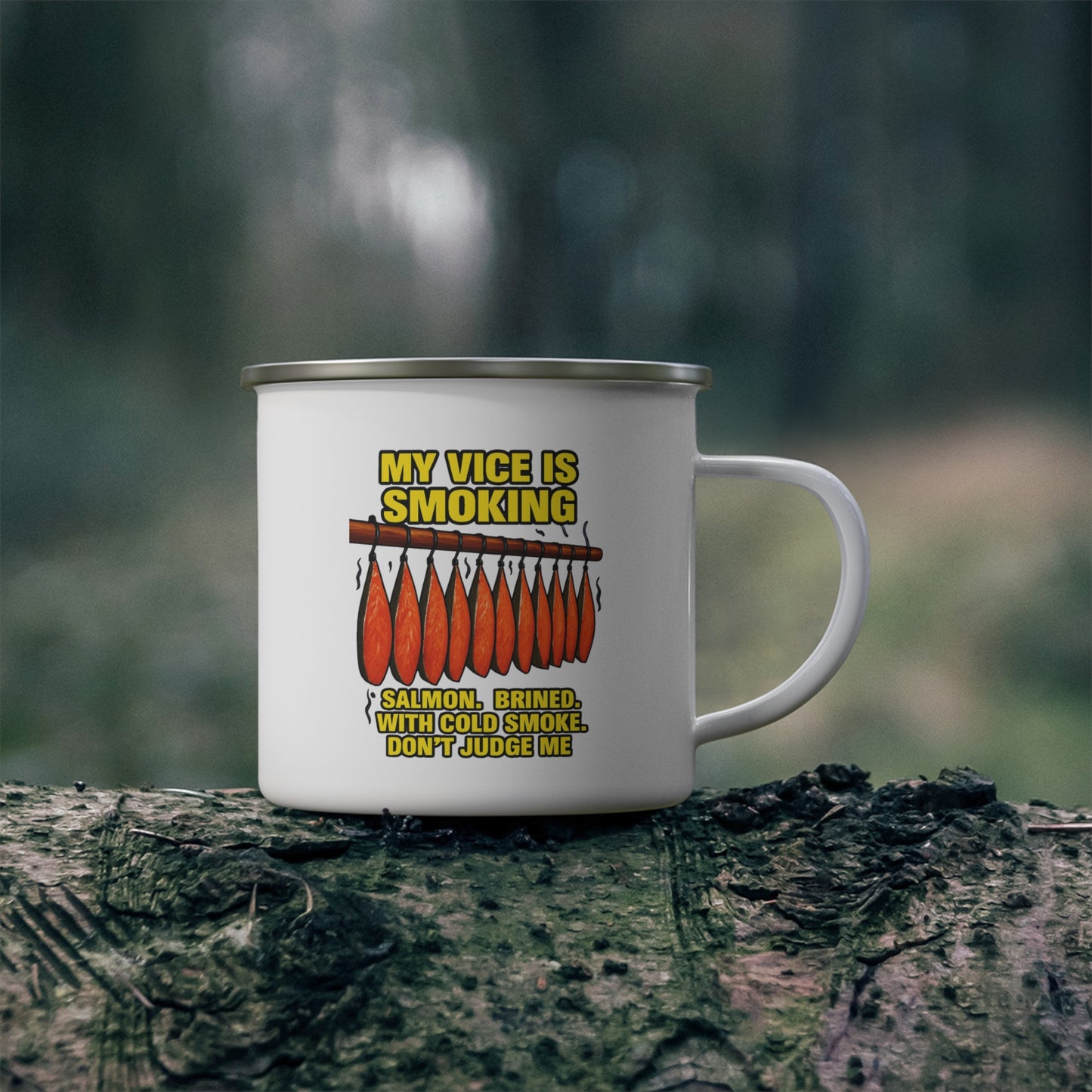My Vice is Smoking Enamel Camping Mug - Perfect for Outdoor Adventures, BBQ Lovers, Gifts for Campers, Fishing, Personalized Travel Mug Alaska Meme Series