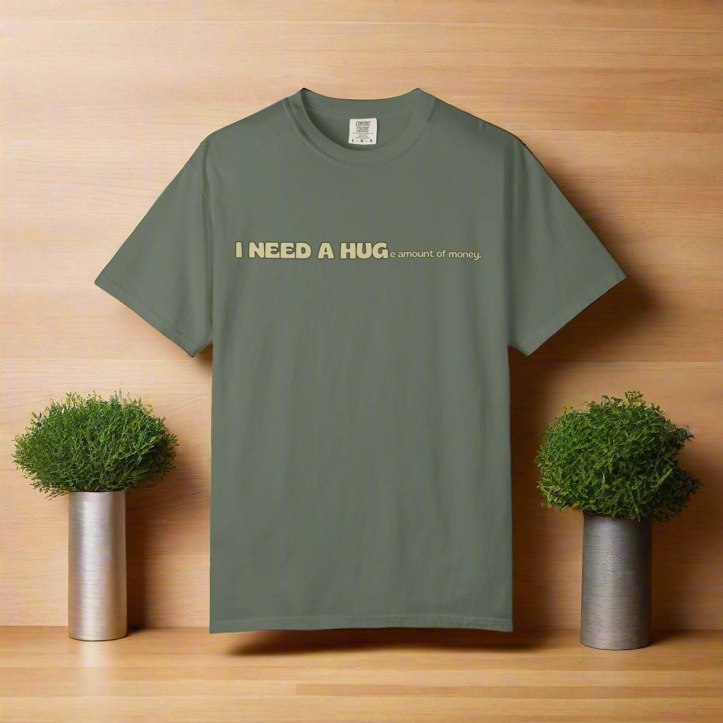Hugs & Money, Funny T-shirt for adults, Sarcastic Graphic Tee, Perfect Gift for Hustlers & Introverts, Feel Good Tee