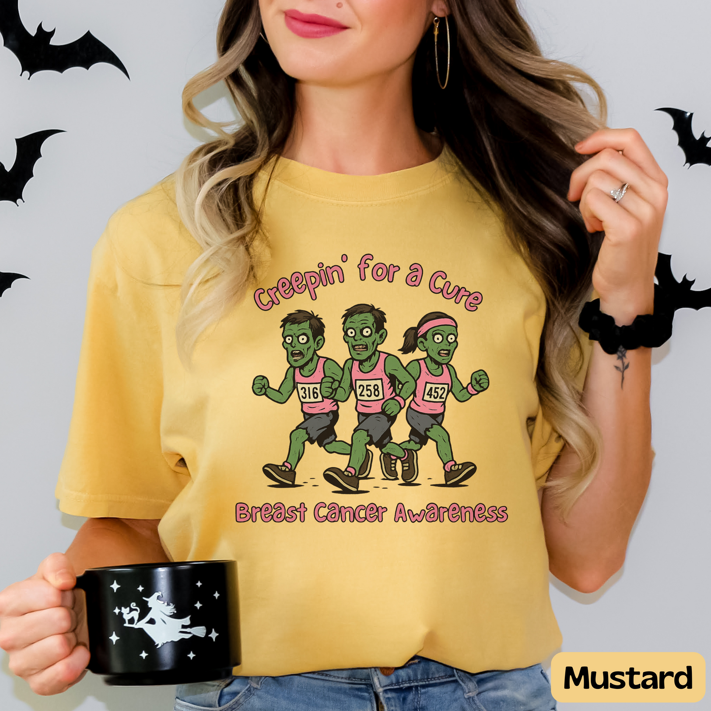 Breast Cancer Awareness Shirt for Runners, Creepin' for a Cure Race T-Shirt, Spooky October Run Shirt, Halloween Gift