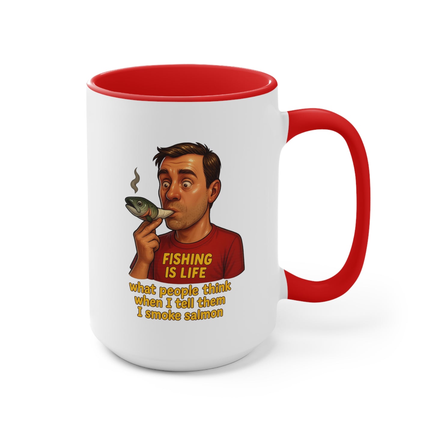 Dual Image Smoky Vice Accent Mugs, Fun Coffee Cup, Gift for Smokers, Kitchen Decor, Fishing Enthusiasts Mug, Quirky Drinkware Alaska Meme Series
