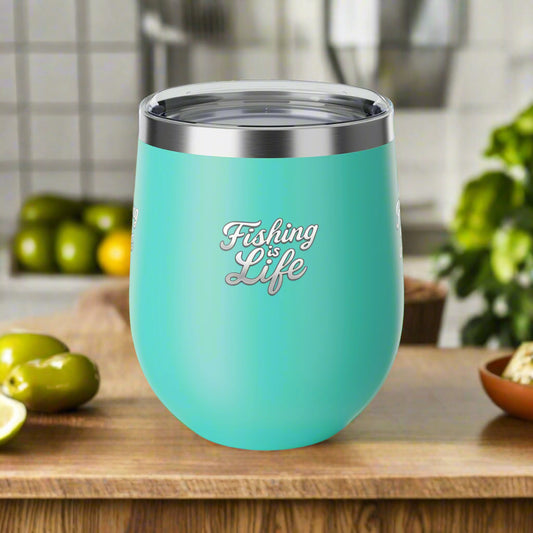 Fishing is Life Insulated Cup | Unique Fishing Gift, Outdoor Lover's Mug, Travel Cup, BPA-Free Drinkware, 12oz Coffee Cup, Wine Tumbler Fishing is Life