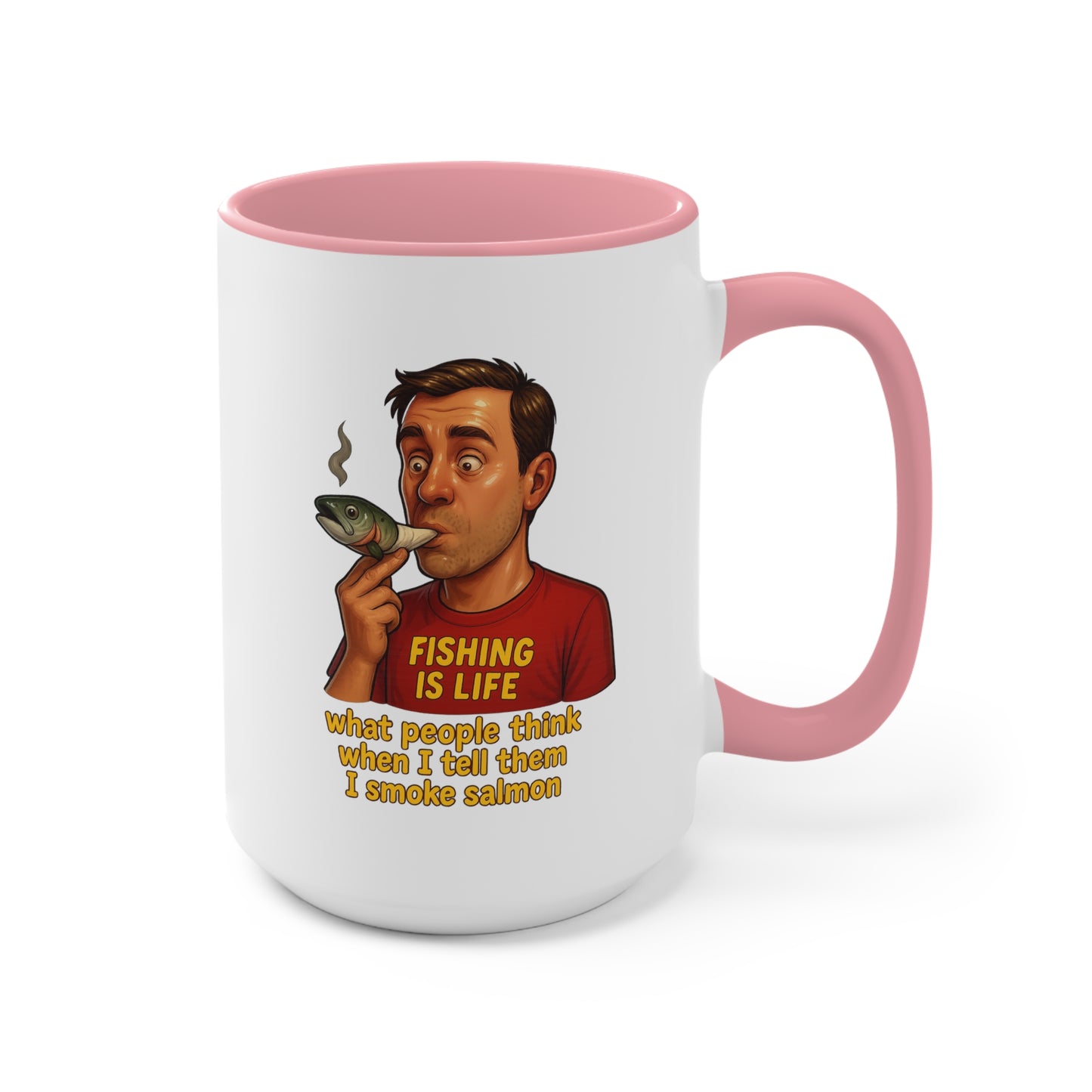 Dual Image Smoky Vice Accent Mugs, Fun Coffee Cup, Gift for Smokers, Kitchen Decor, Fishing Enthusiasts Mug, Quirky Drinkware Alaska Meme Series