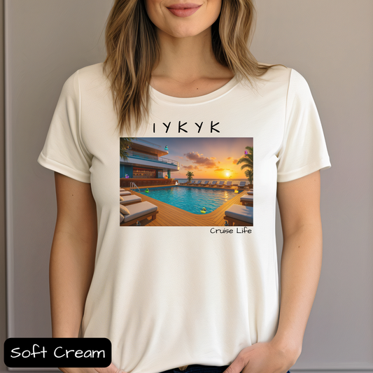 IYKYK Cruise Life Shirt with Hidden Ducks, Pool Deck, Funny Conversation Starter Tee for Travelers & Cruisers
