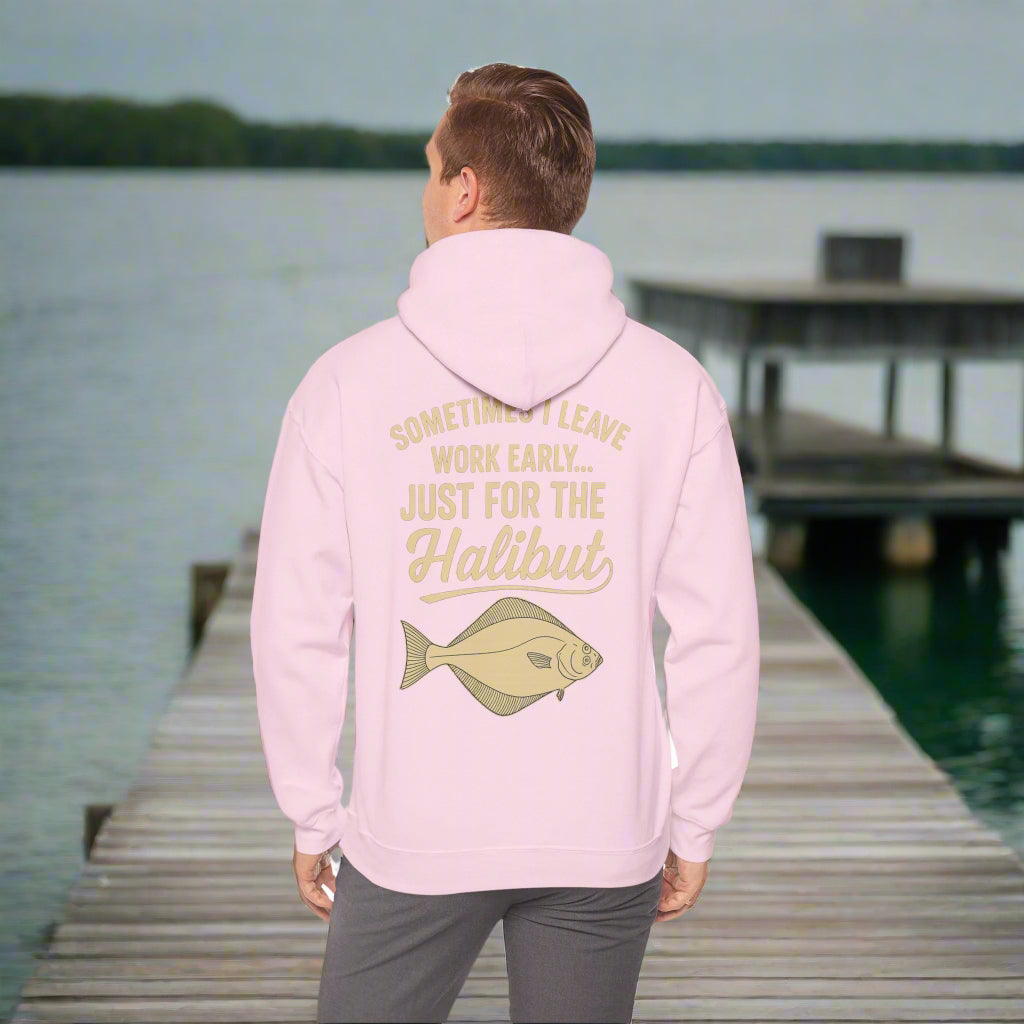 Funny Halibut Fishing Hoodie | Sometimes I Leave Work Early Just for the Halibut | Fisherman Gift, Outdoor Sweatshirt