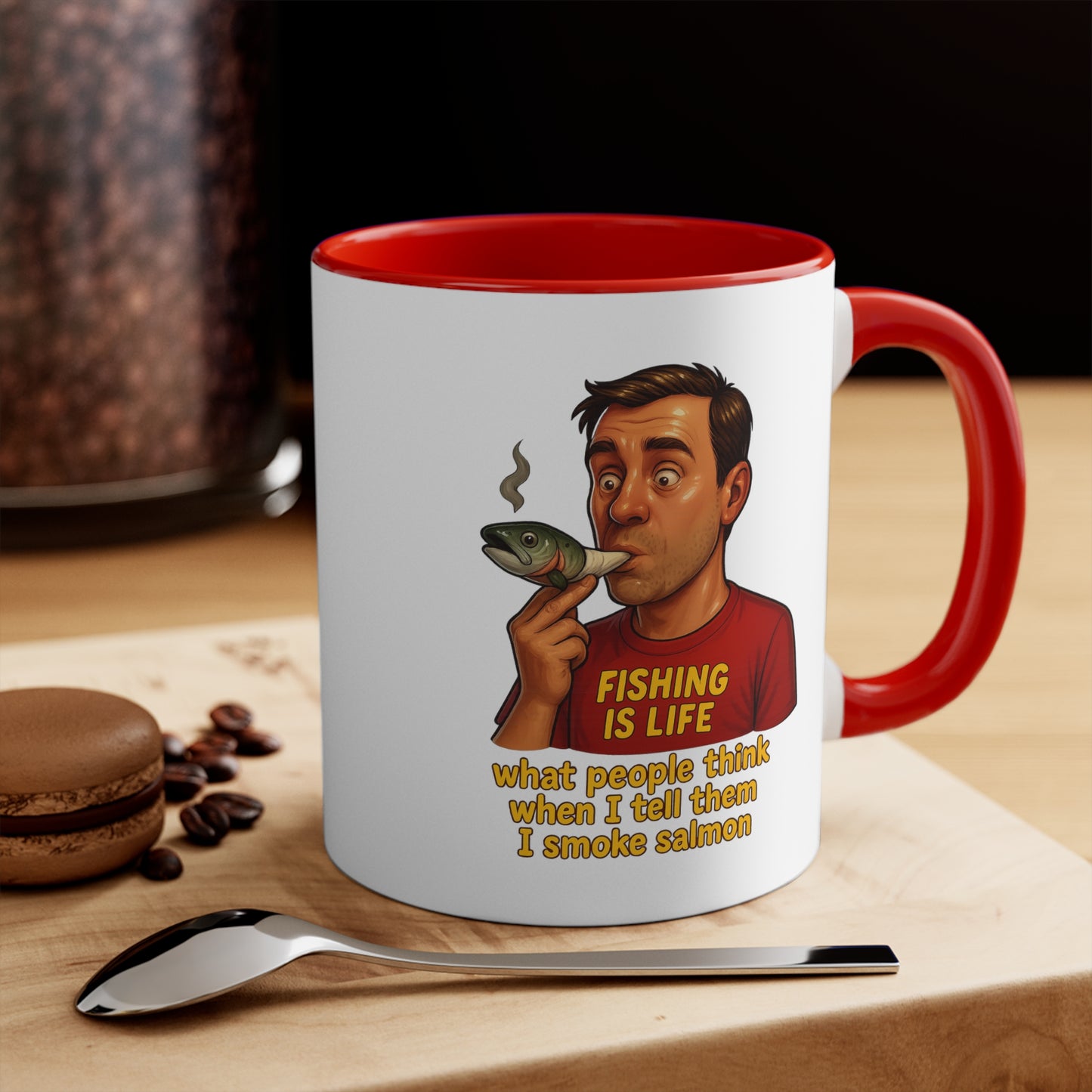 Dual Image Smoky Vice Accent Mugs, Fun Coffee Cup, Gift for Smokers, Kitchen Decor, Fishing Enthusiasts Mug, Quirky Drinkware, Meme Series