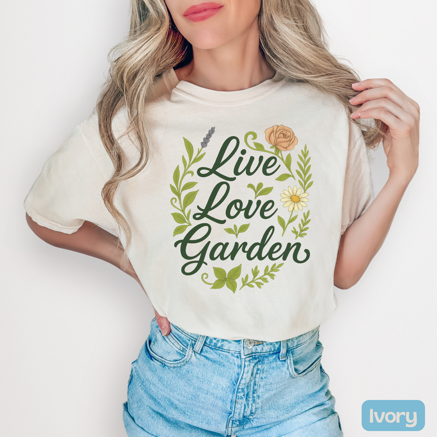 Live Love Garden Shirt | Cute Gardening Tee for Plant Lovers | Flower and Herb Graphic T-Shirt, Gardening Gift for Women, Feel Good