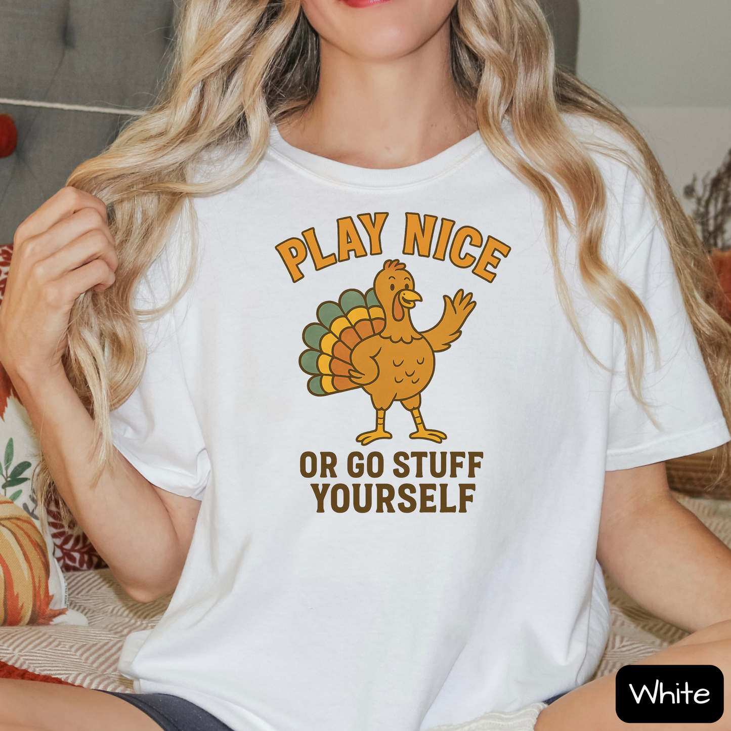 Play Nice Or Go Stuff Yourself Shirt – Funny Thanksgiving Tee for Adults, Trending T-Shirt