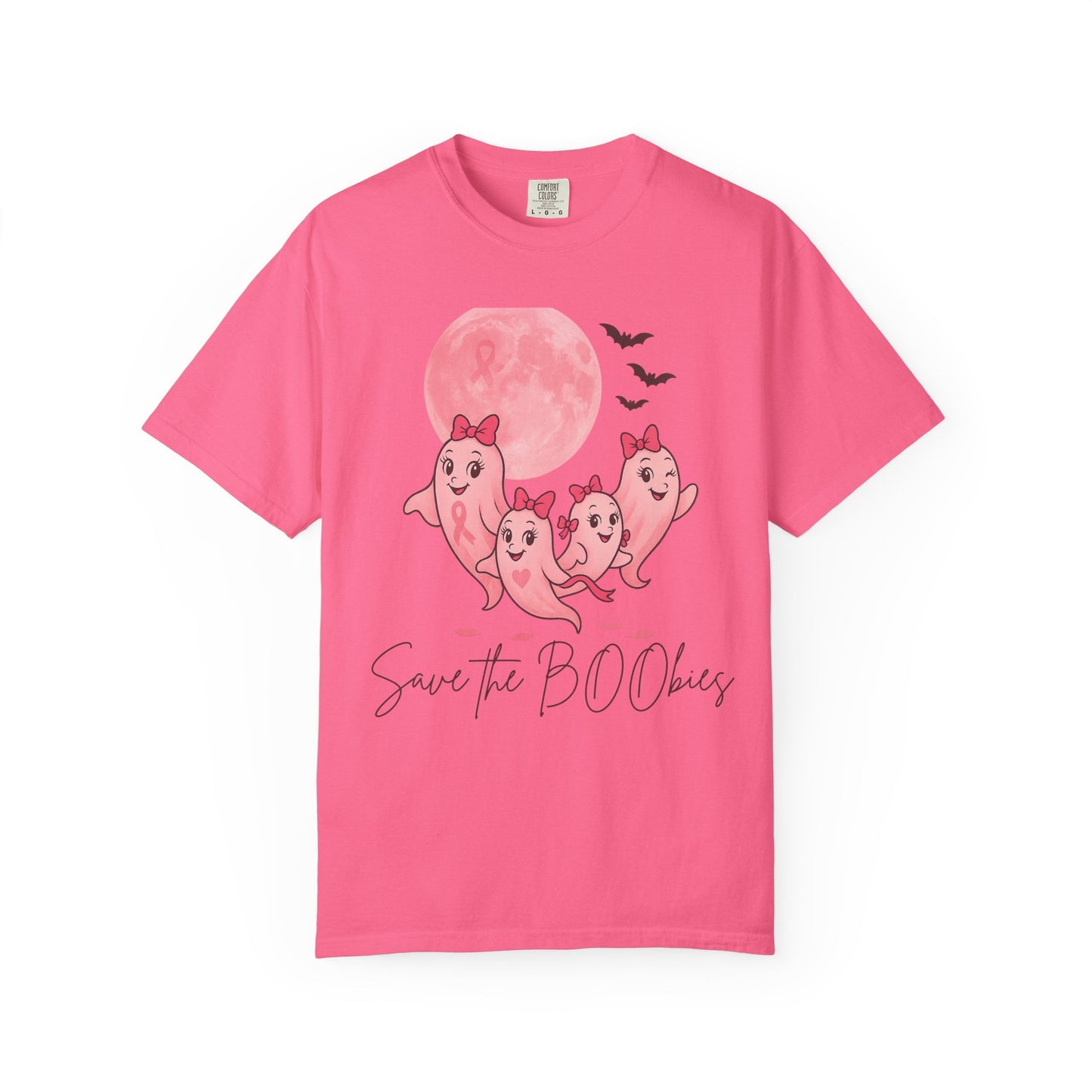 Save the BOObies Ghost Tee for Halloween, Funny Breast Cancer Awareness Shirt, Pink Ribbon, Halloween Vibes, Cancer Support Shirt