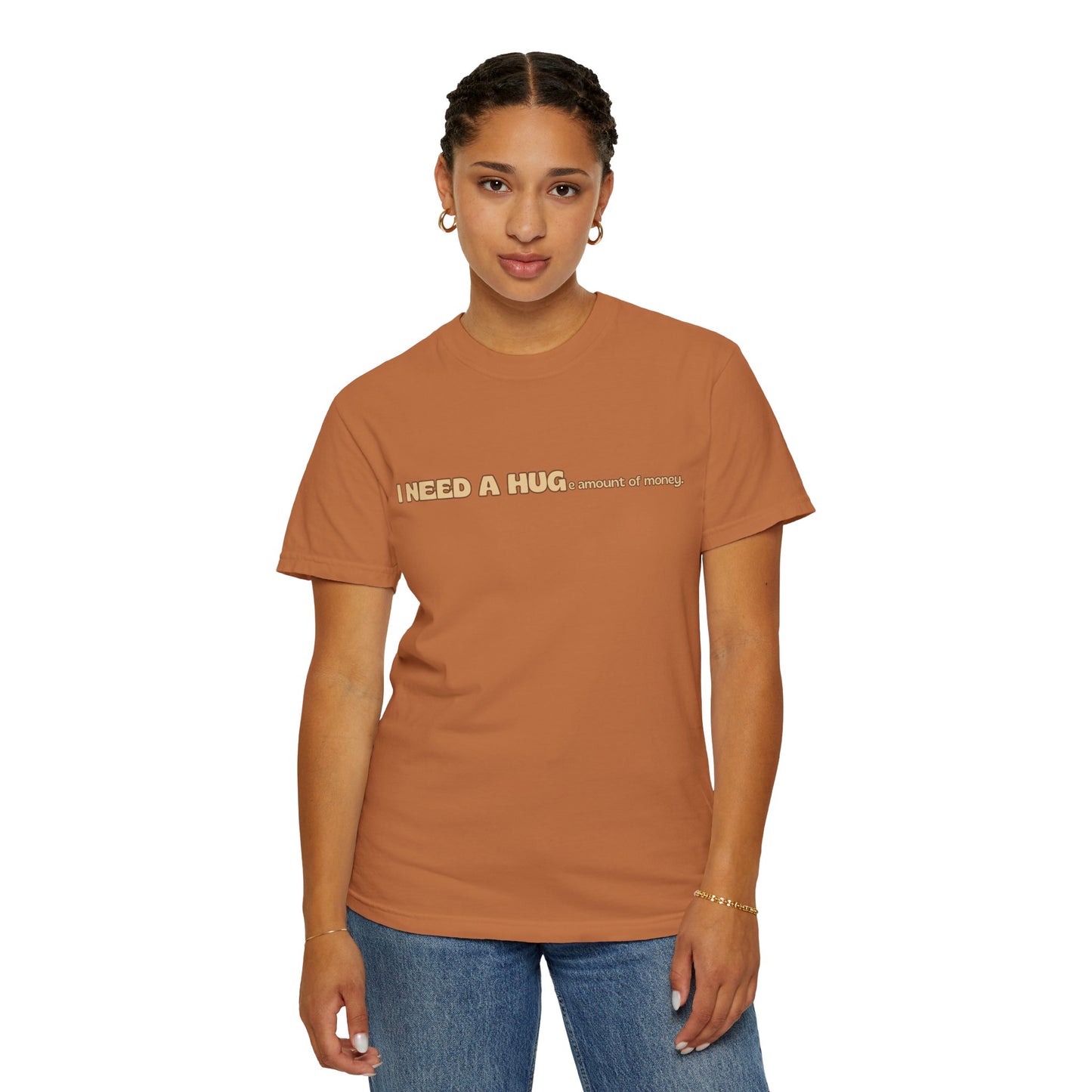 Hugs & Money, Funny T-shirt for adults, Sarcastic Graphic Tee, Perfect Gift for Hustlers & Introverts, Feel Good Tee