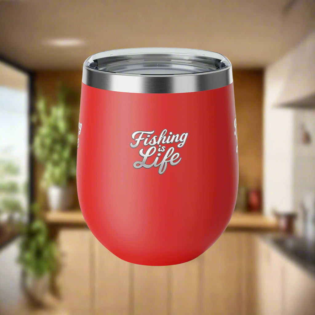 Fishing is Life Insulated Cup | Unique Fishing Gift, Outdoor Lover's Mug, Travel Cup, BPA-Free Drinkware, 12oz Coffee Cup, Wine Tumbler Fishing is Life