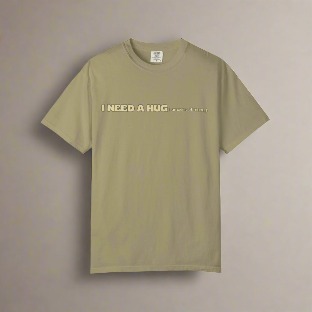 Hugs & Money, Funny T-shirt for adults, Sarcastic Graphic Tee, Perfect Gift for Hustlers & Introverts, Feel Good Tee