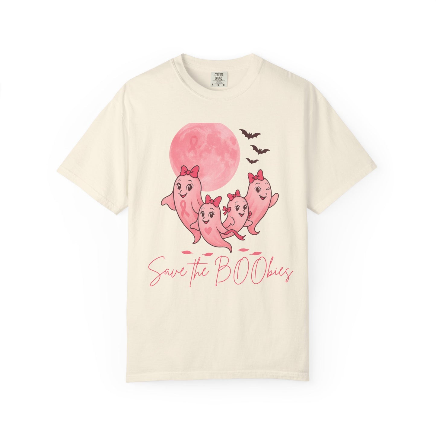 Save the BOObies Ghost Tee for Halloween, Funny Breast Cancer Awareness Shirt, Pink Ribbon, Halloween Vibes, Cancer Support Shirt