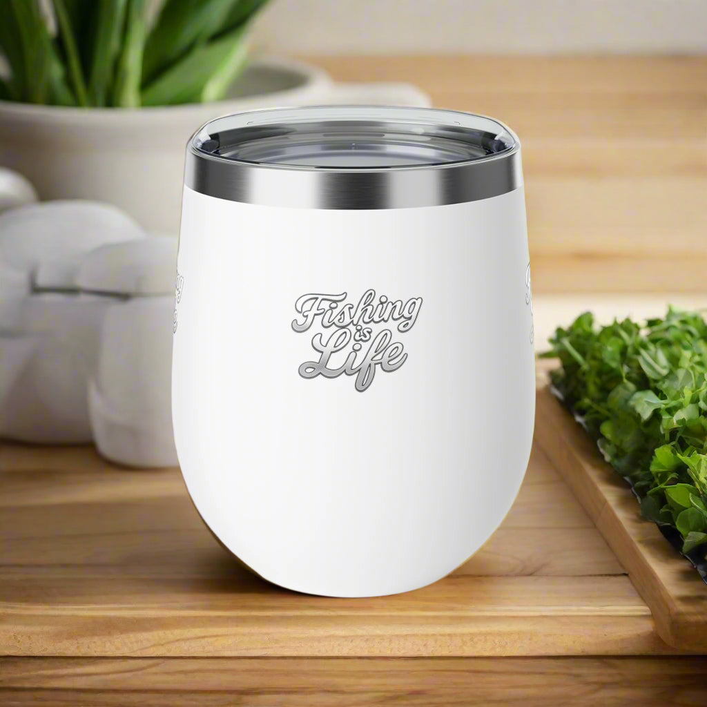Fishing is Life Insulated Cup | Unique Fishing Gift, Outdoor Lover's Mug, Travel Cup, BPA-Free Drinkware, 12oz Coffee Cup, Wine Tumbler Fishing is Life