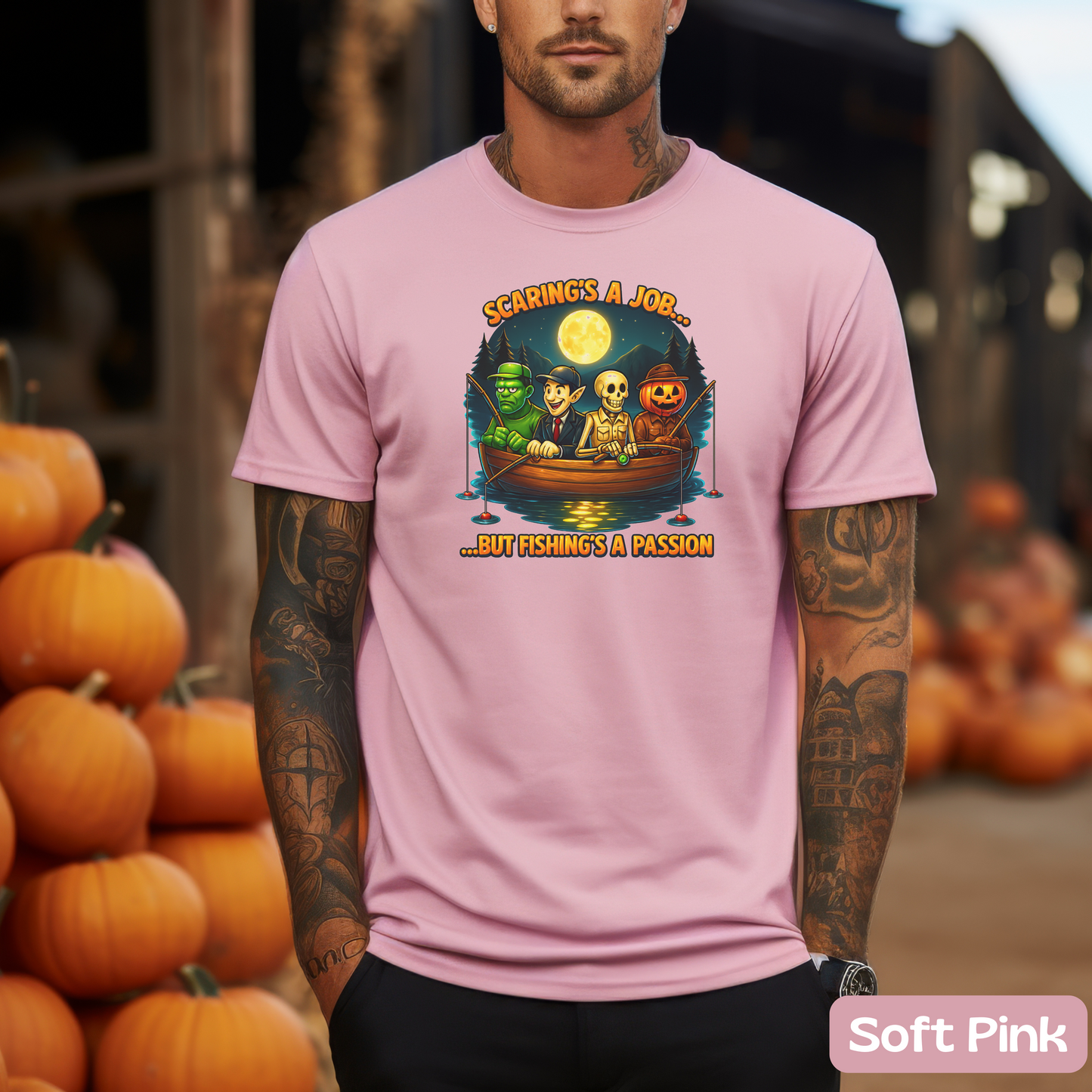 Halloween Scaring Is a Job but Fishing Is a Passion T-Shirt, Funny Halloween Fishing Shirt, Spooky Lake Monster