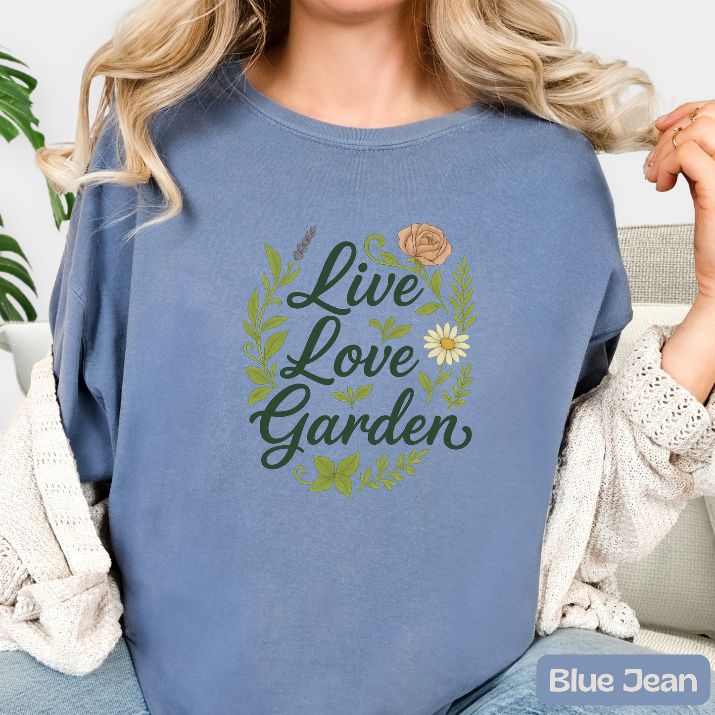 Live Love Garden Shirt | Cute Gardening Tee for Plant Lovers | Flower and Herb Graphic T-Shirt, Gardening Gift for Women, Feel Good