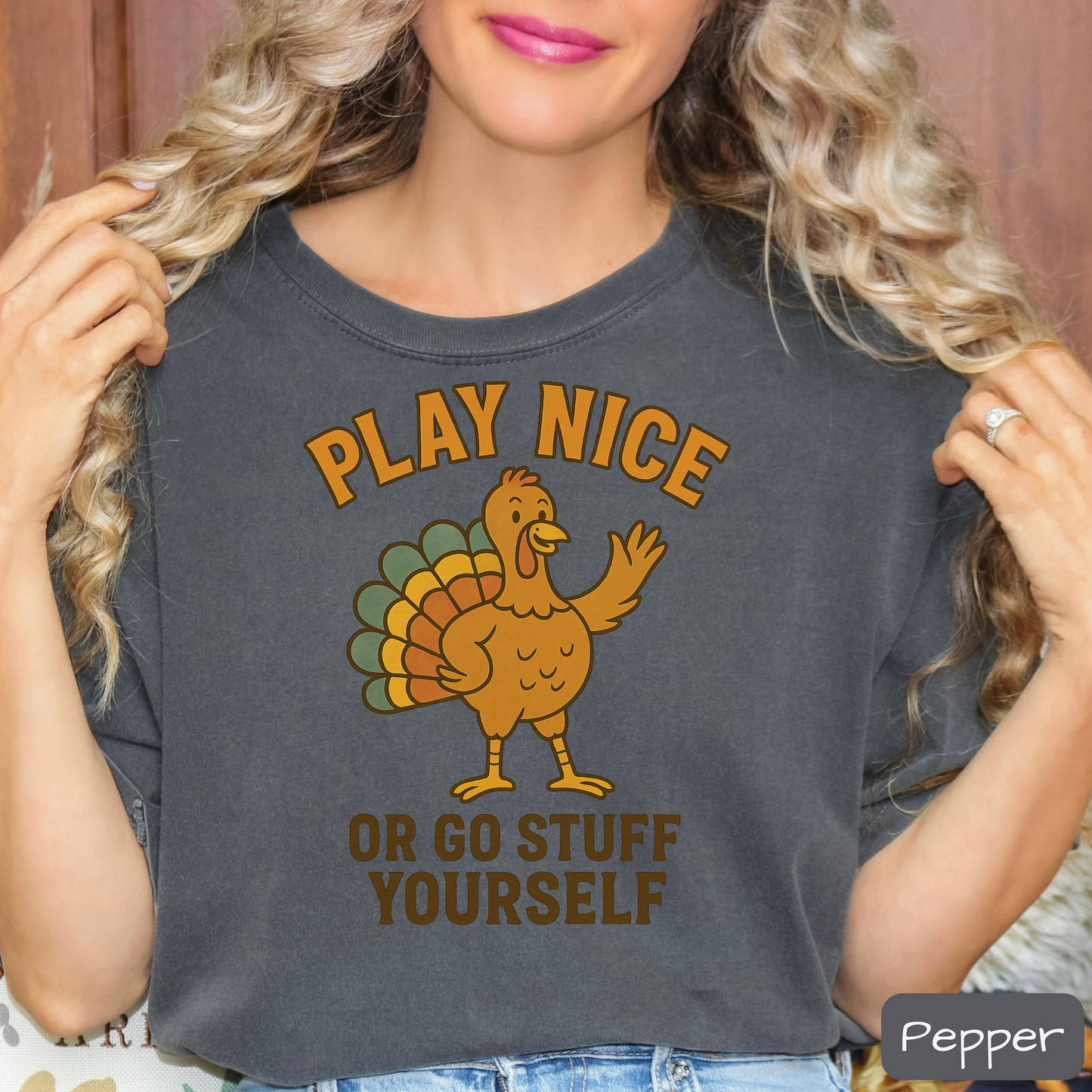 Play Nice Or Go Stuff Yourself Shirt – Funny Thanksgiving Tee for Adults, Trending T-Shirt