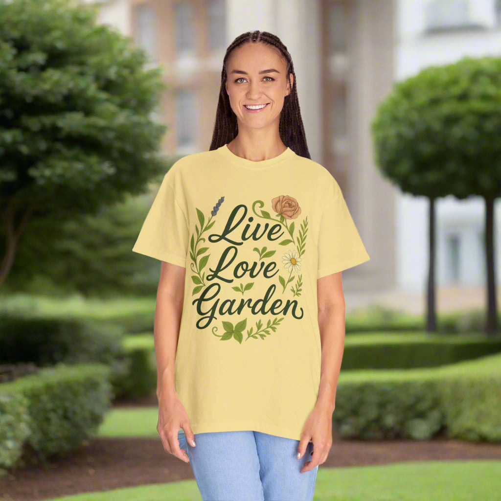 Live Love Garden Shirt | Cute Gardening Tee for Plant Lovers | Flower and Herb Graphic T-Shirt, Gardening Gift for Women, Feel Good