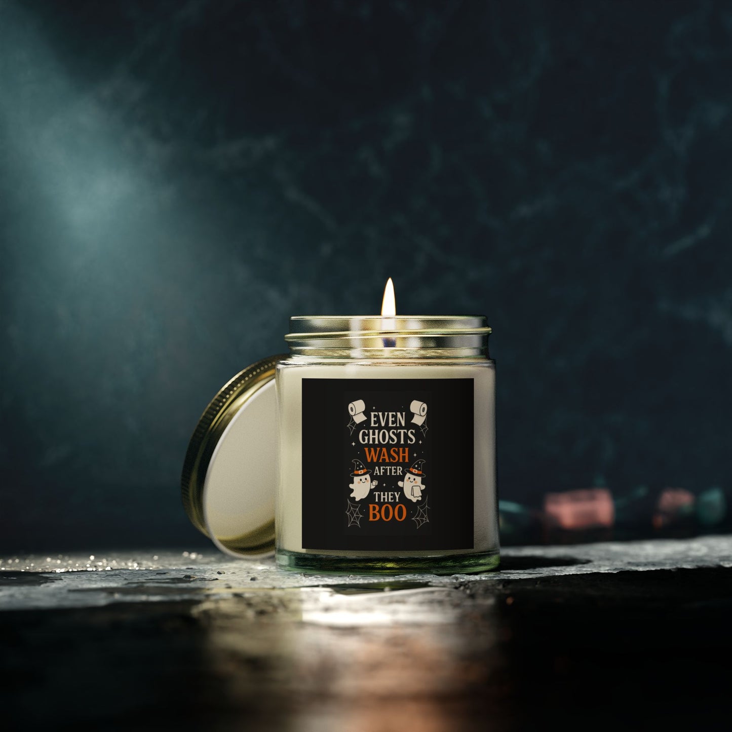 Even Ghosts Wash After They Boo Halloween Candle, Funny Bathroom Candle, Spooky Cute Ghost Decor, Toilet Humor, Gift, Spooky Smelly Fun