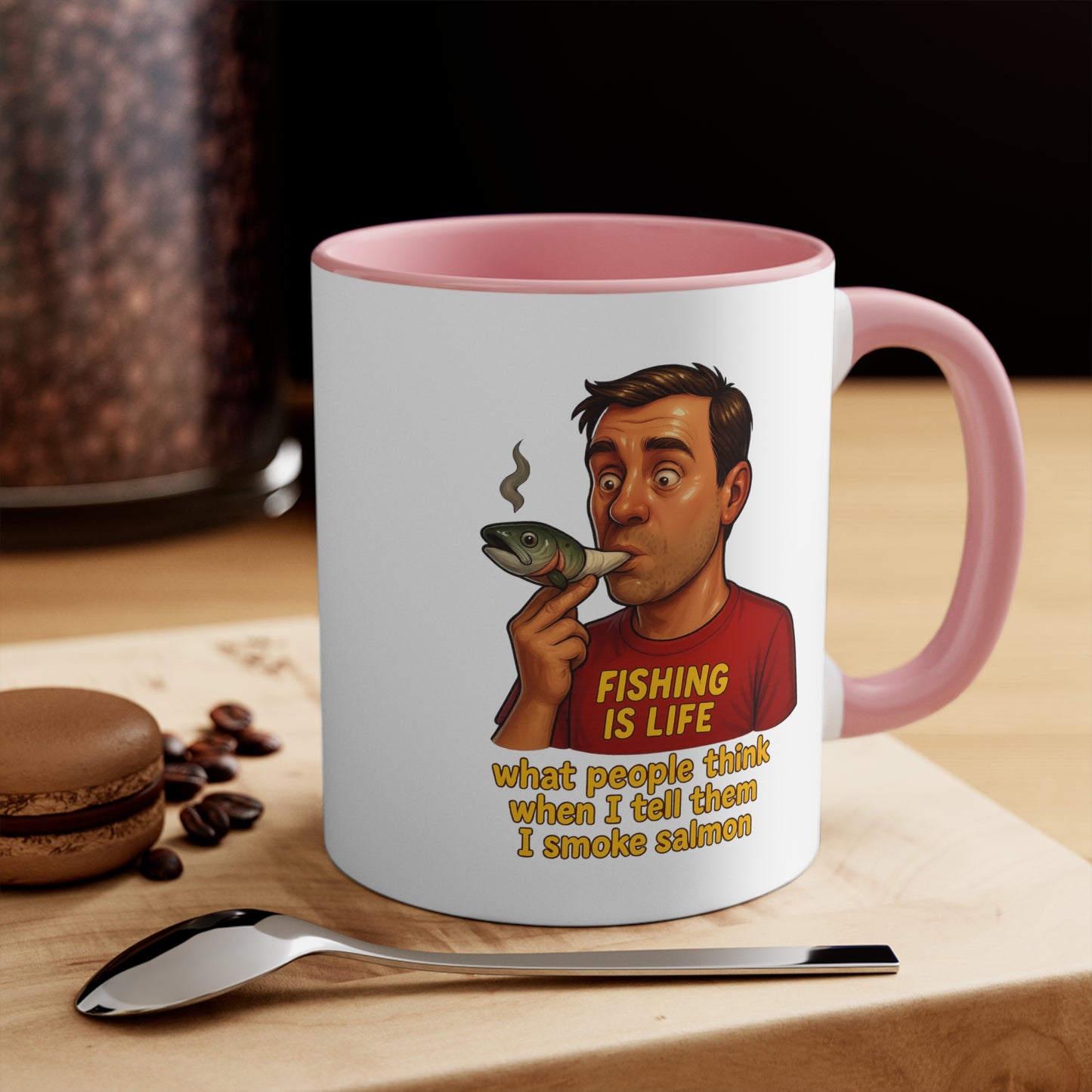 Dual Image Smoky Vice Accent Mugs, Fun Coffee Cup, Gift for Smokers, Kitchen Decor, Fishing Enthusiasts Mug, Quirky Drinkware, Meme Series