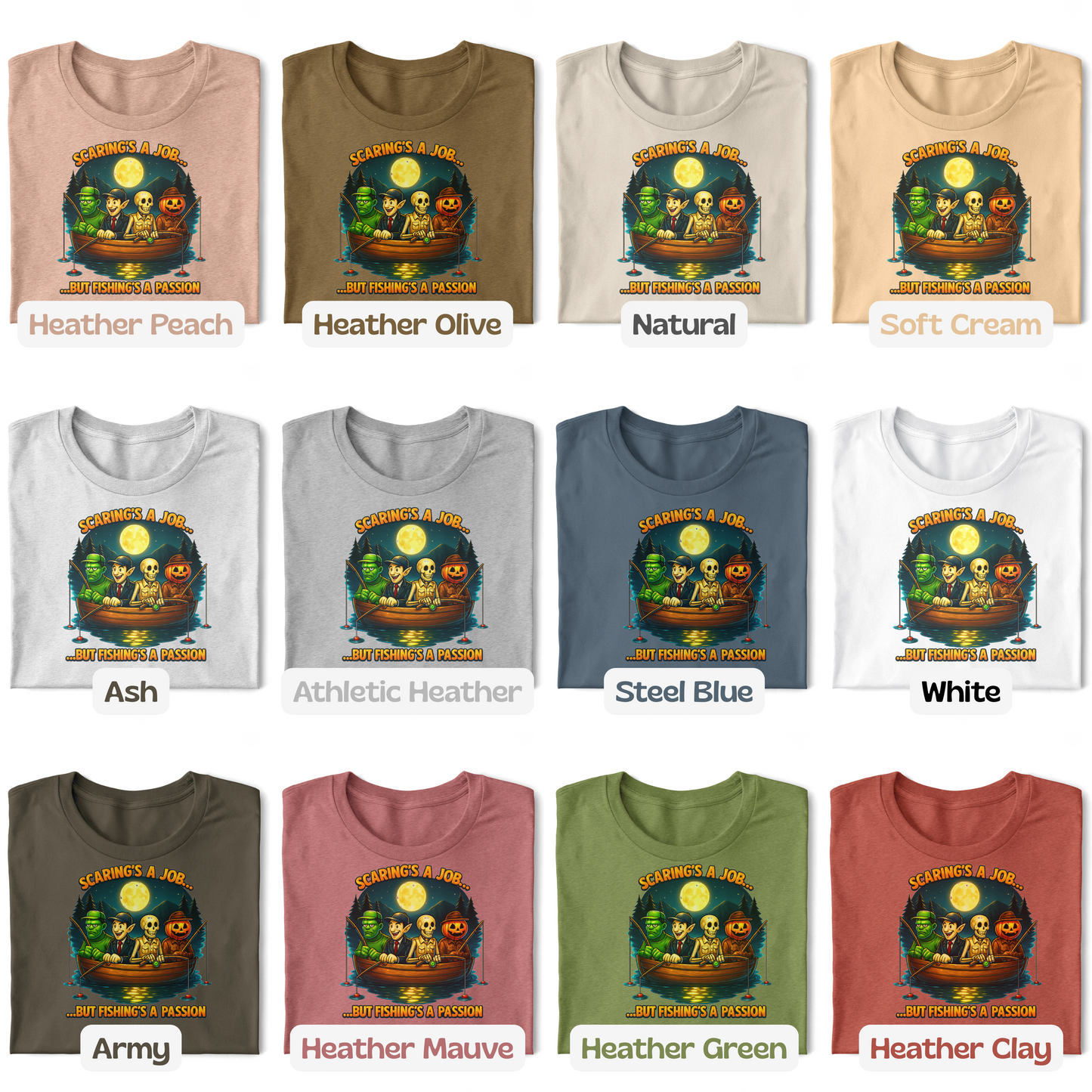 Halloween Scaring Is a Job but Fishing Is a Passion T-Shirt, Funny Halloween Fishing Shirt, Spooky Lake Monster